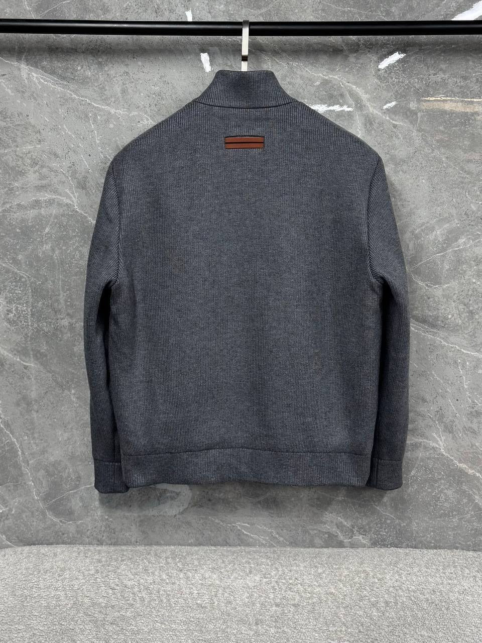 Wool Blend Quilted Jacket - Charcoal Grey