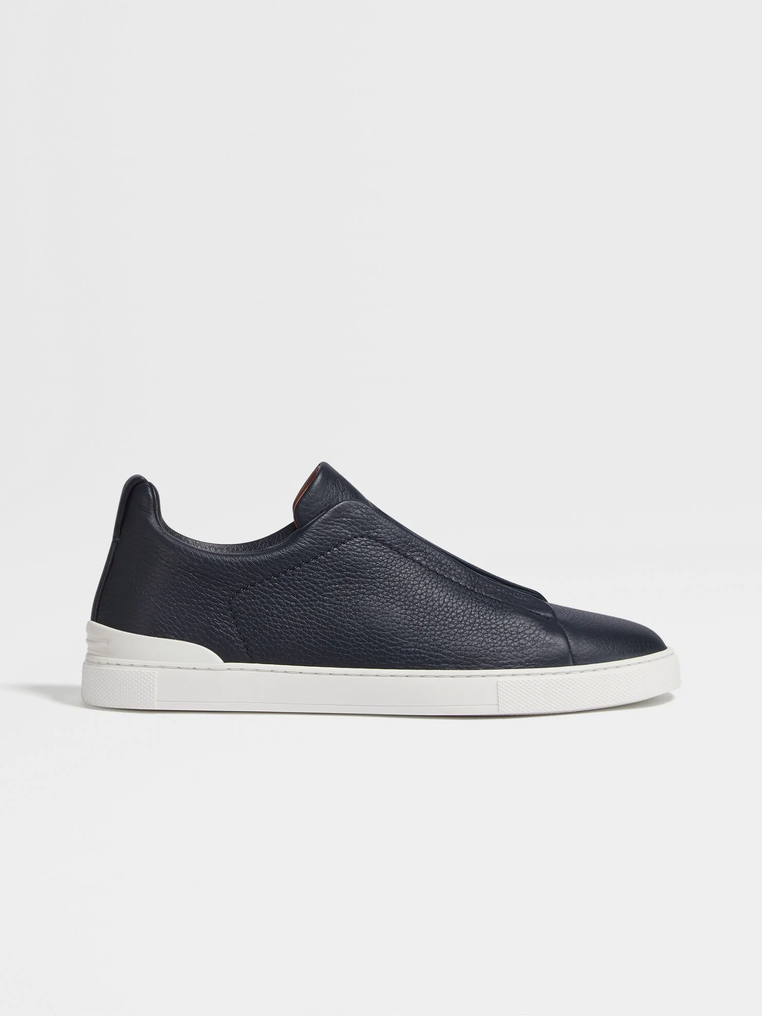 Triple Stitch Leather Sneakers – Navy | Asterley Court