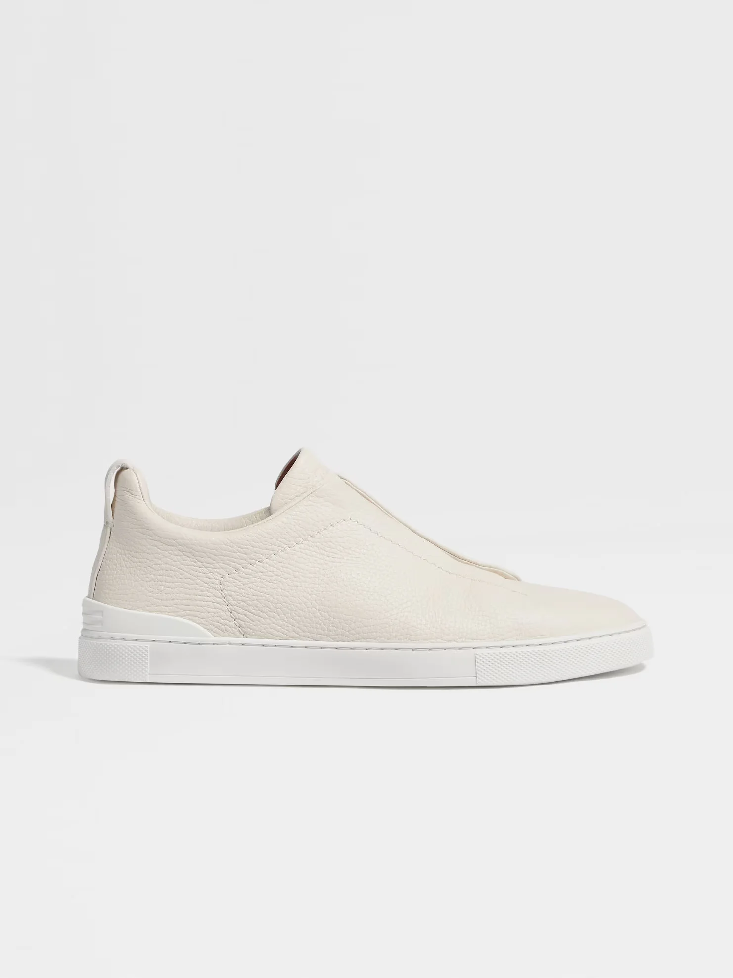 Triple Stitch Leather Sneakers – White | Asterley Court