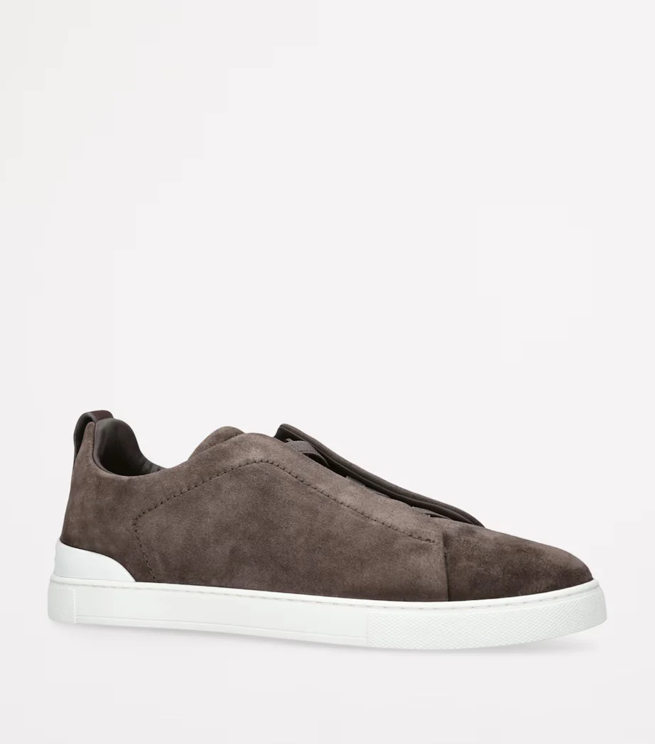 Triple Stitch Suede Sneakers – Dark Grey | Asterley Court