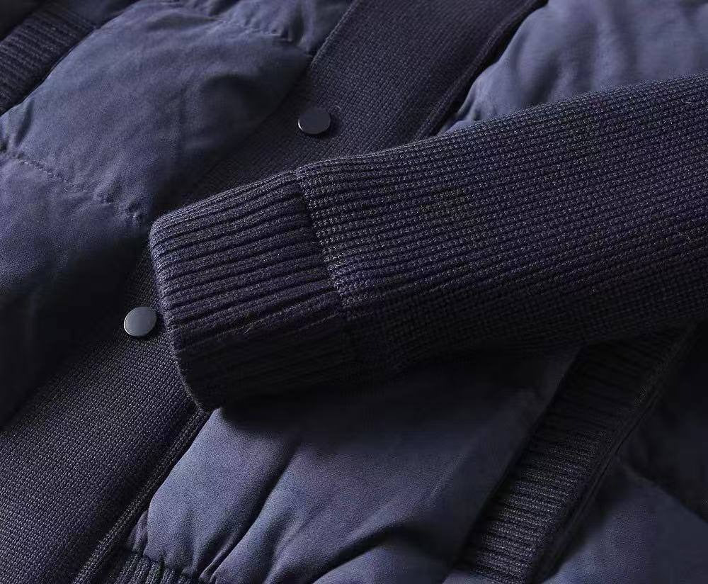 Quilted Knit Bomber Jacket – Midnight Navy