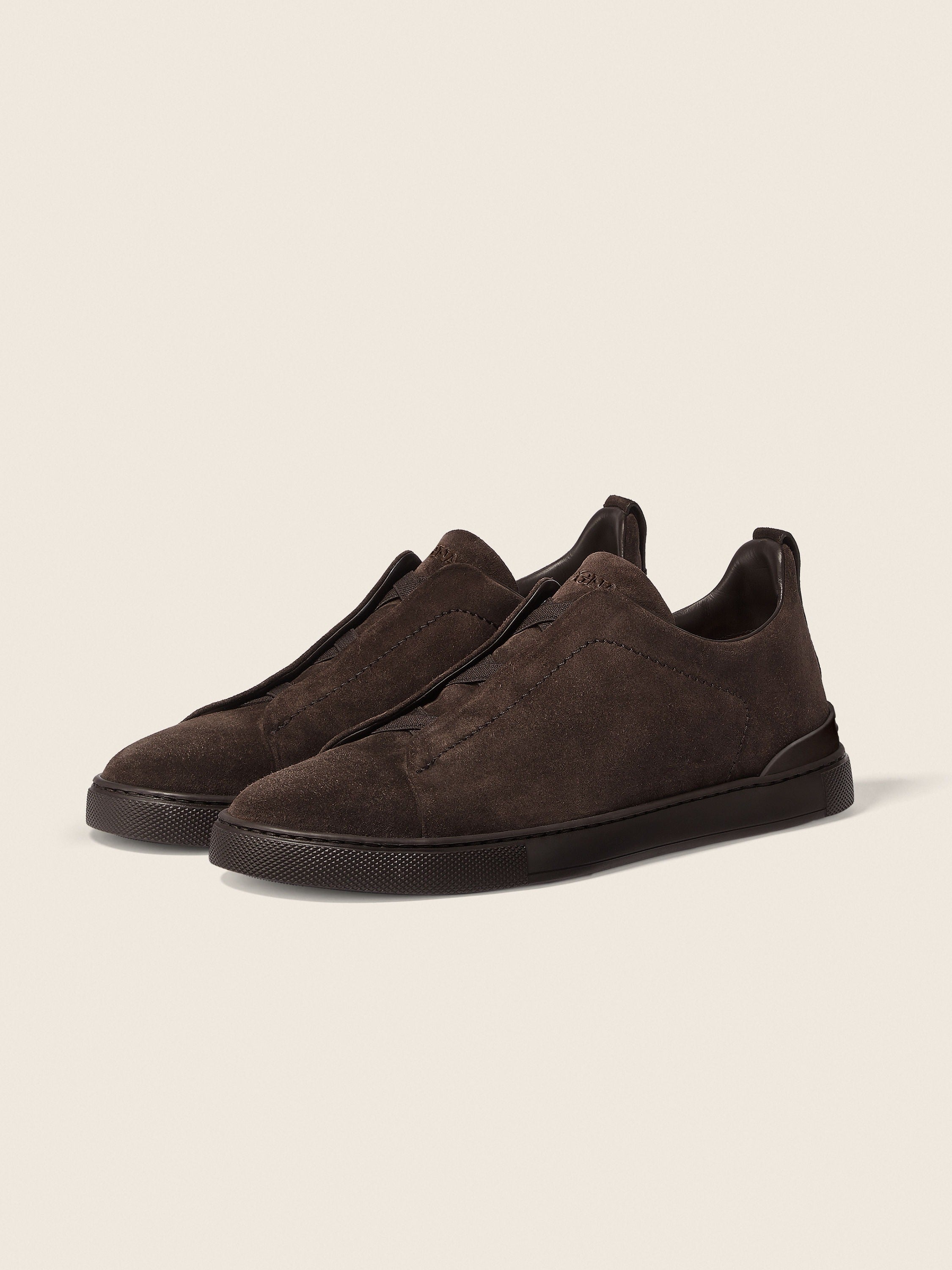 Triple Stitch Suede Slip-On Sneakers – Dark Brown | Asterley Court