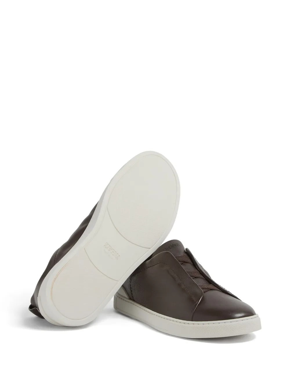 Triple Stitch Leather Sneakers – Dark Brown | Asterley Court
