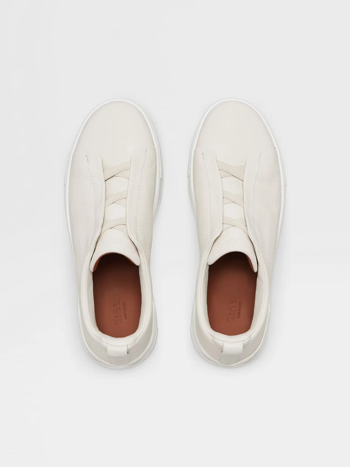 Triple Stitch Leather Sneakers – White | Asterley Court