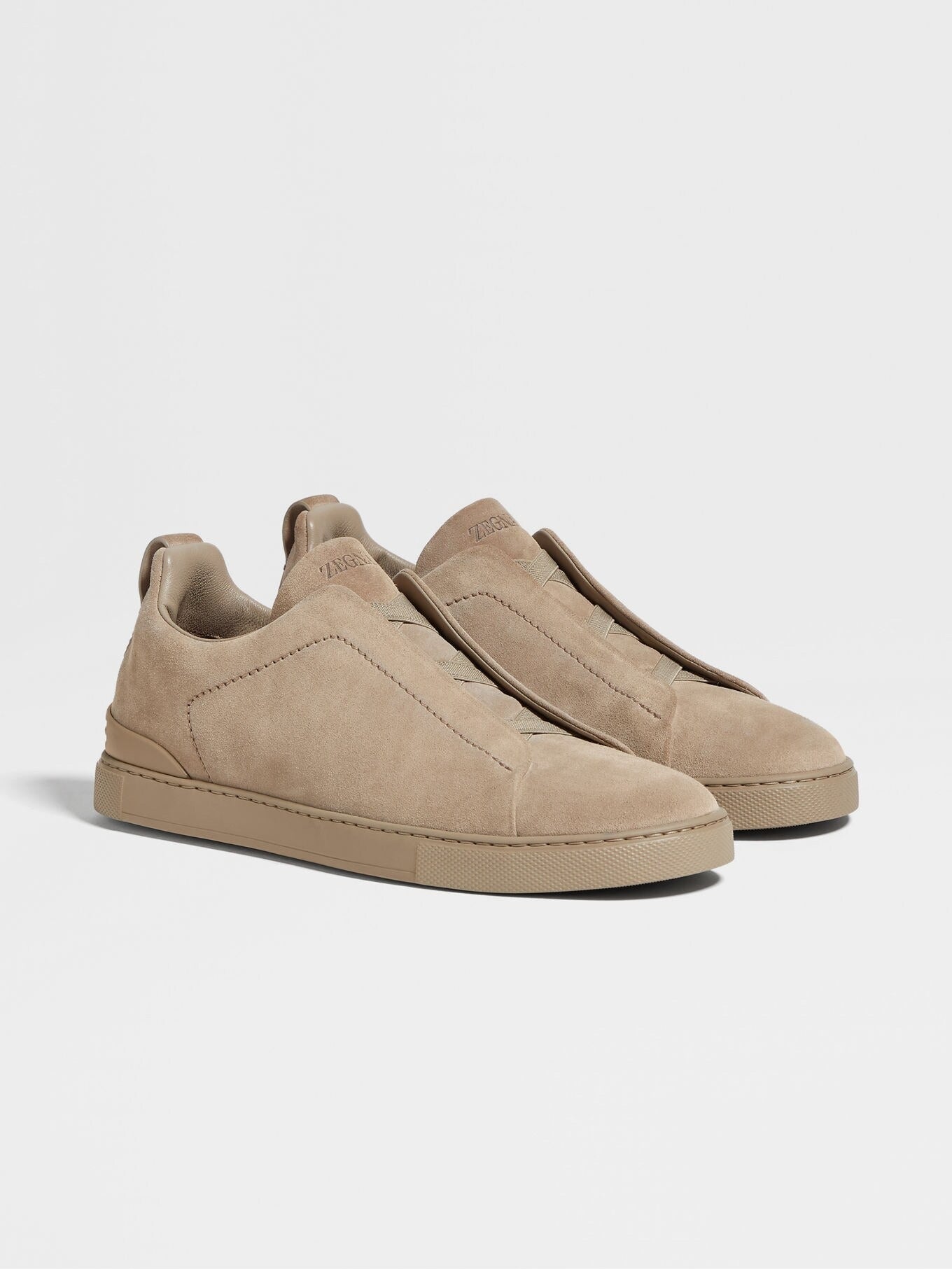 Triple Stitch Suede Slip-On Sneakers – Light Beige | Asterley Court