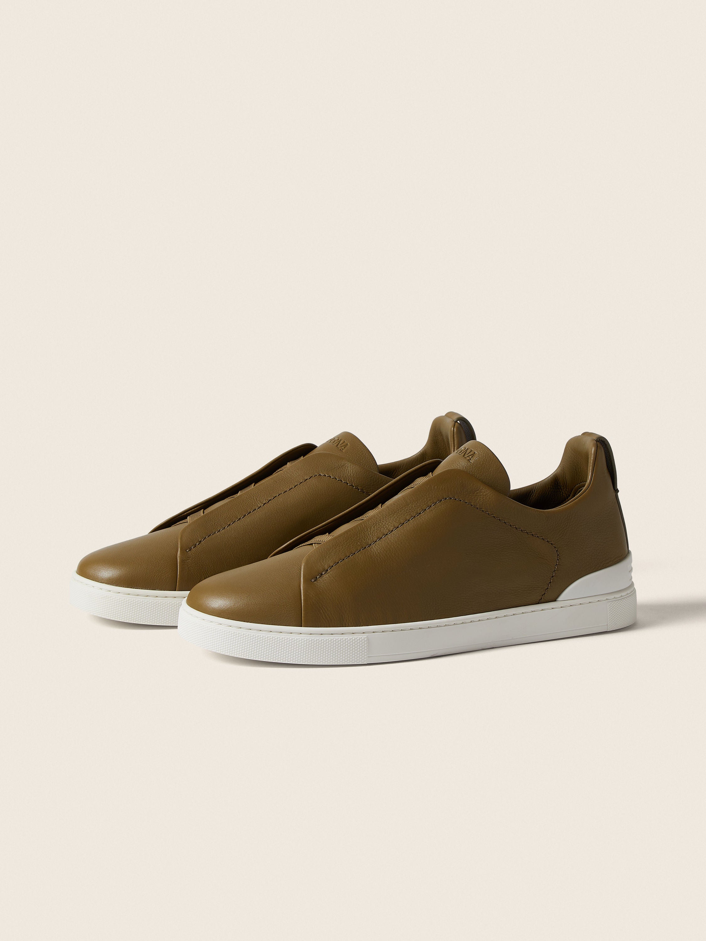Triple Stitch SECONDSKIN Slip-On Sneakers – Military Green | Asterley Court