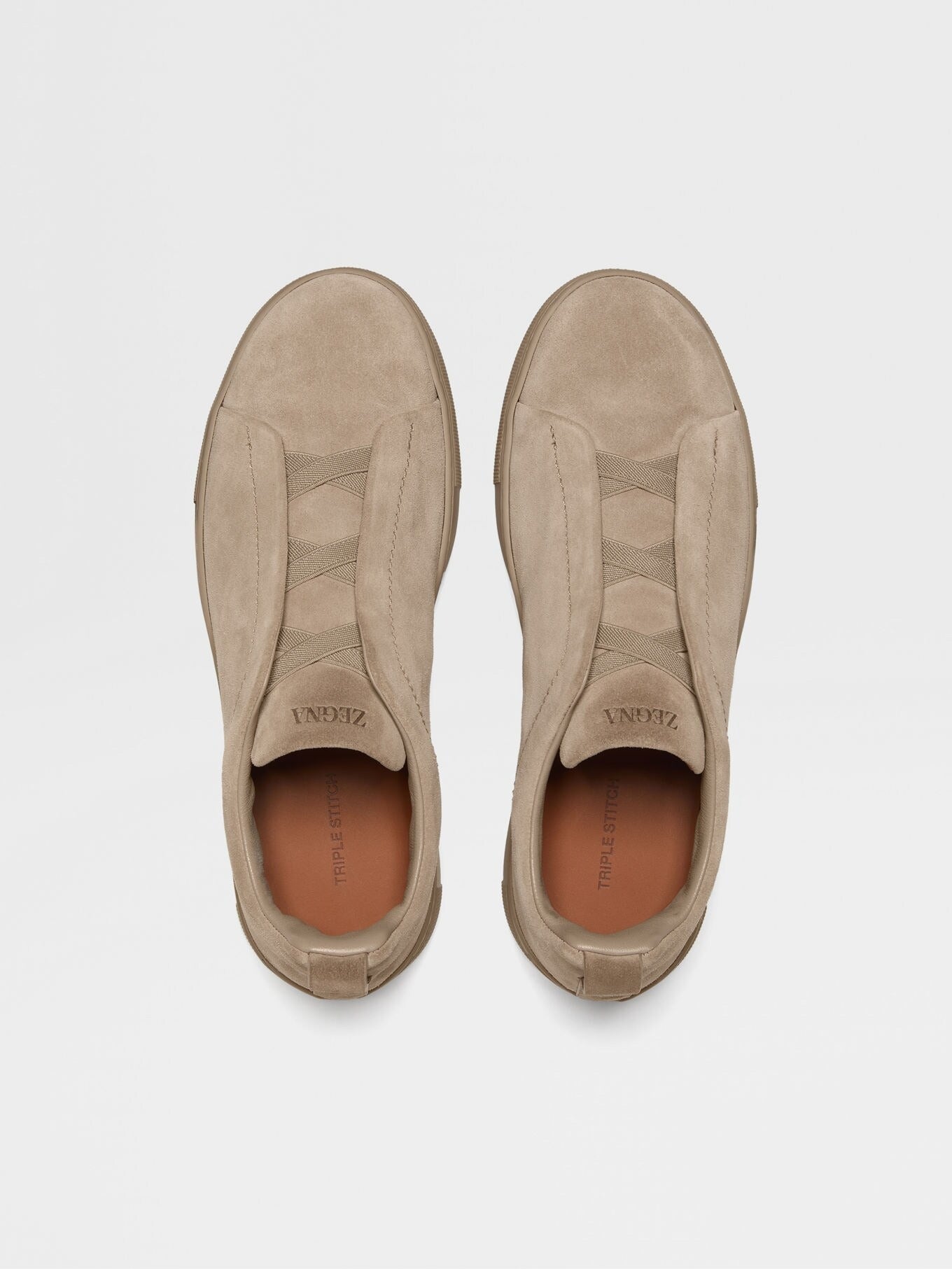 Triple Stitch Suede Slip-On Sneakers – Light Beige | Asterley Court