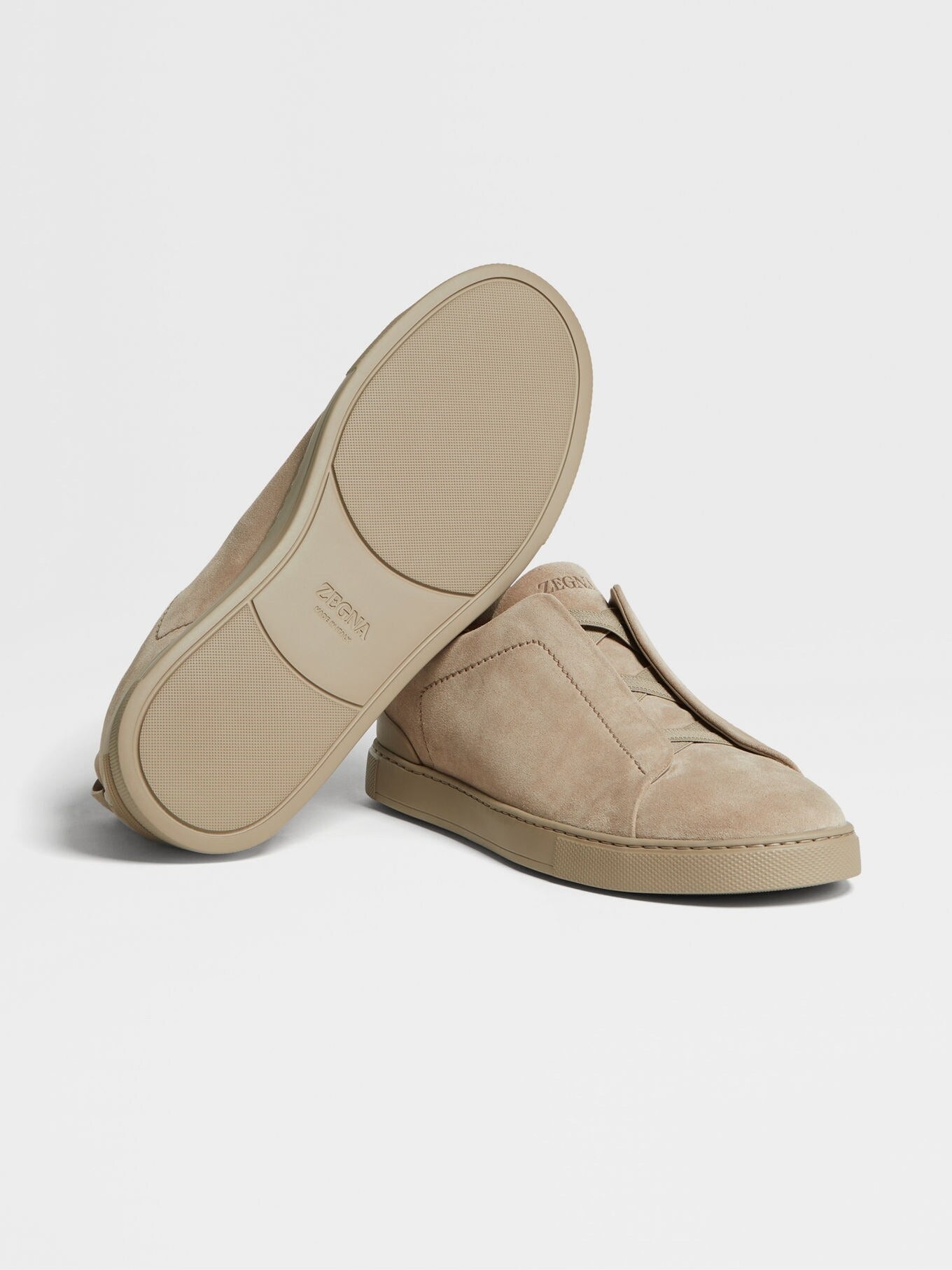 Triple Stitch Suede Slip-On Sneakers – Light Beige | Asterley Court
