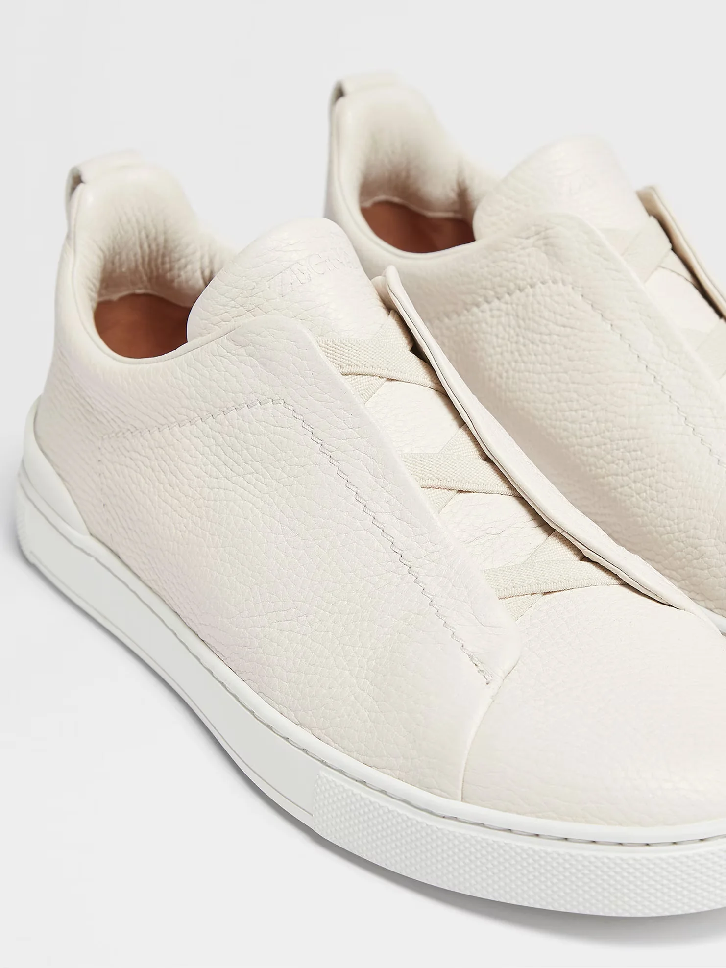 Triple Stitch Leather Sneakers – White | Asterley Court