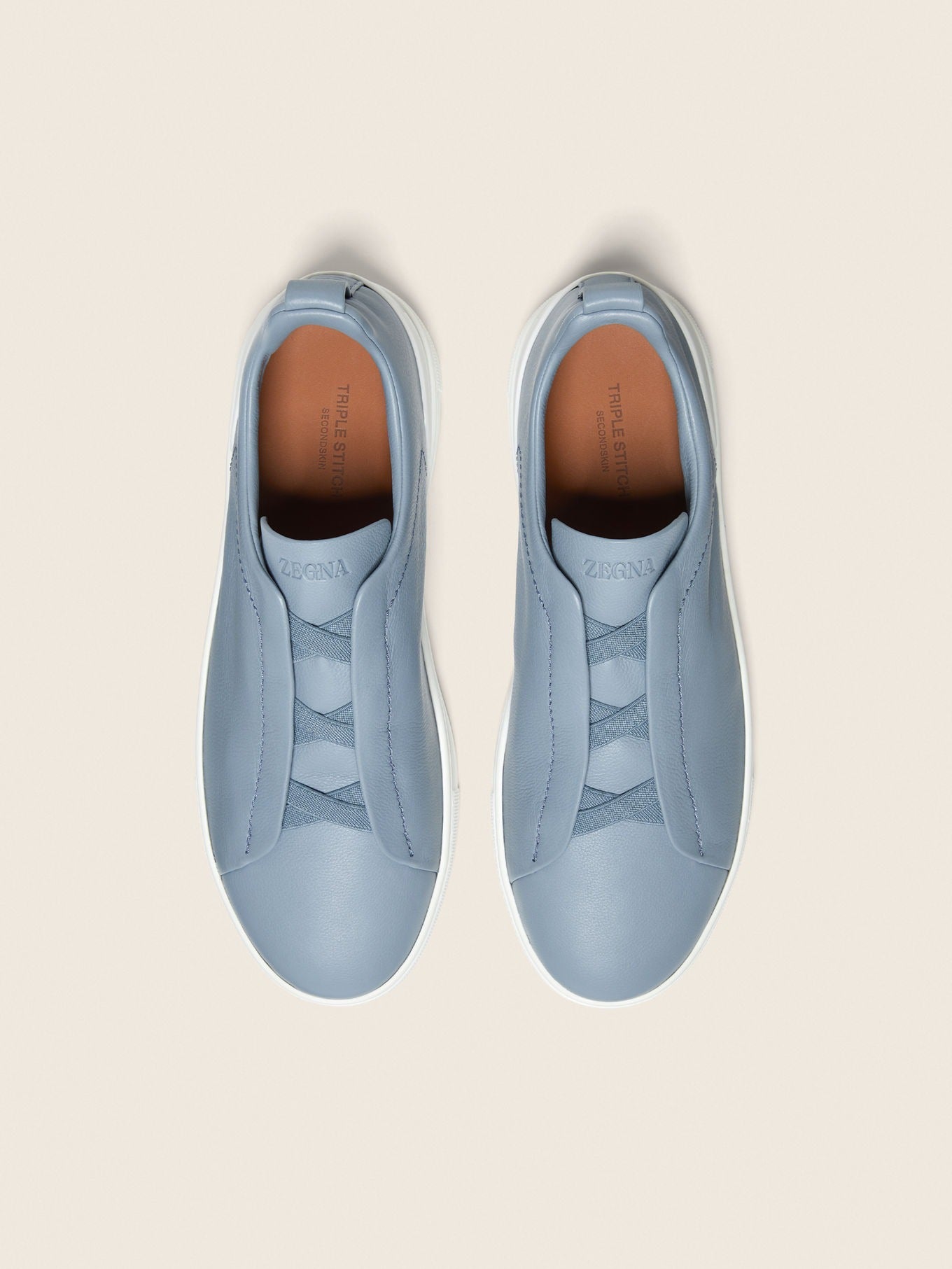 Triple Stitch SECONDSKIN Slip-On Sneakers – Light Blue | Asterley Court
