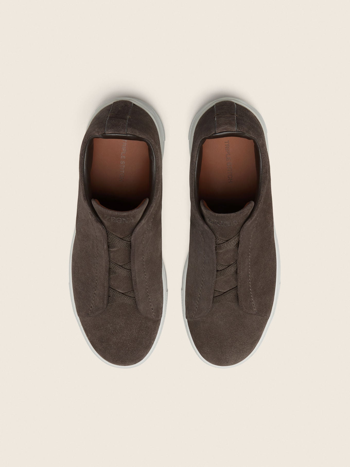 Triple Stitch Suede Slip-On Sneakers – Brown | Asterley Court