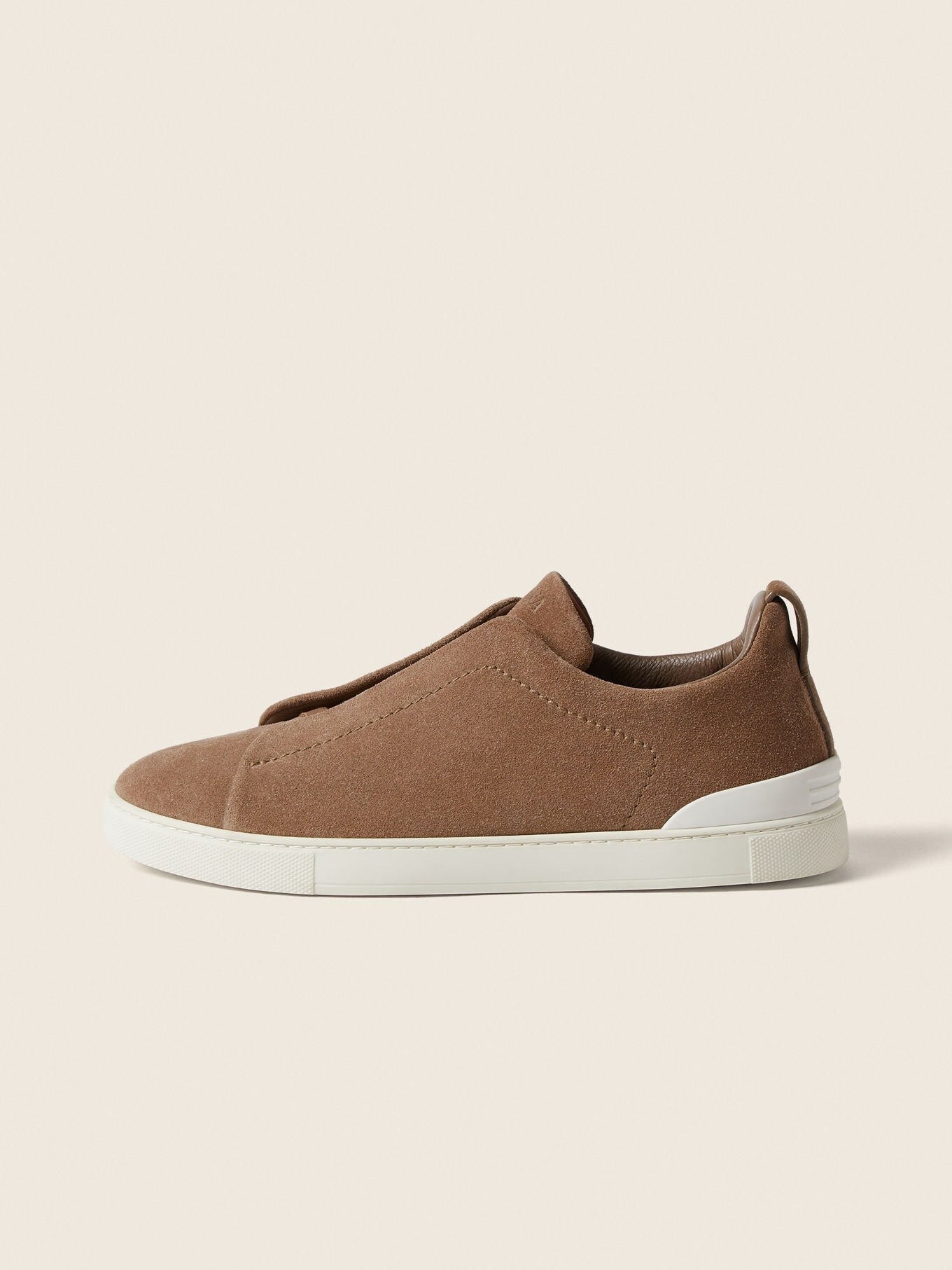 Triple Stitch Suede Slip-On Sneakers – Dark Beige | Asterley Court