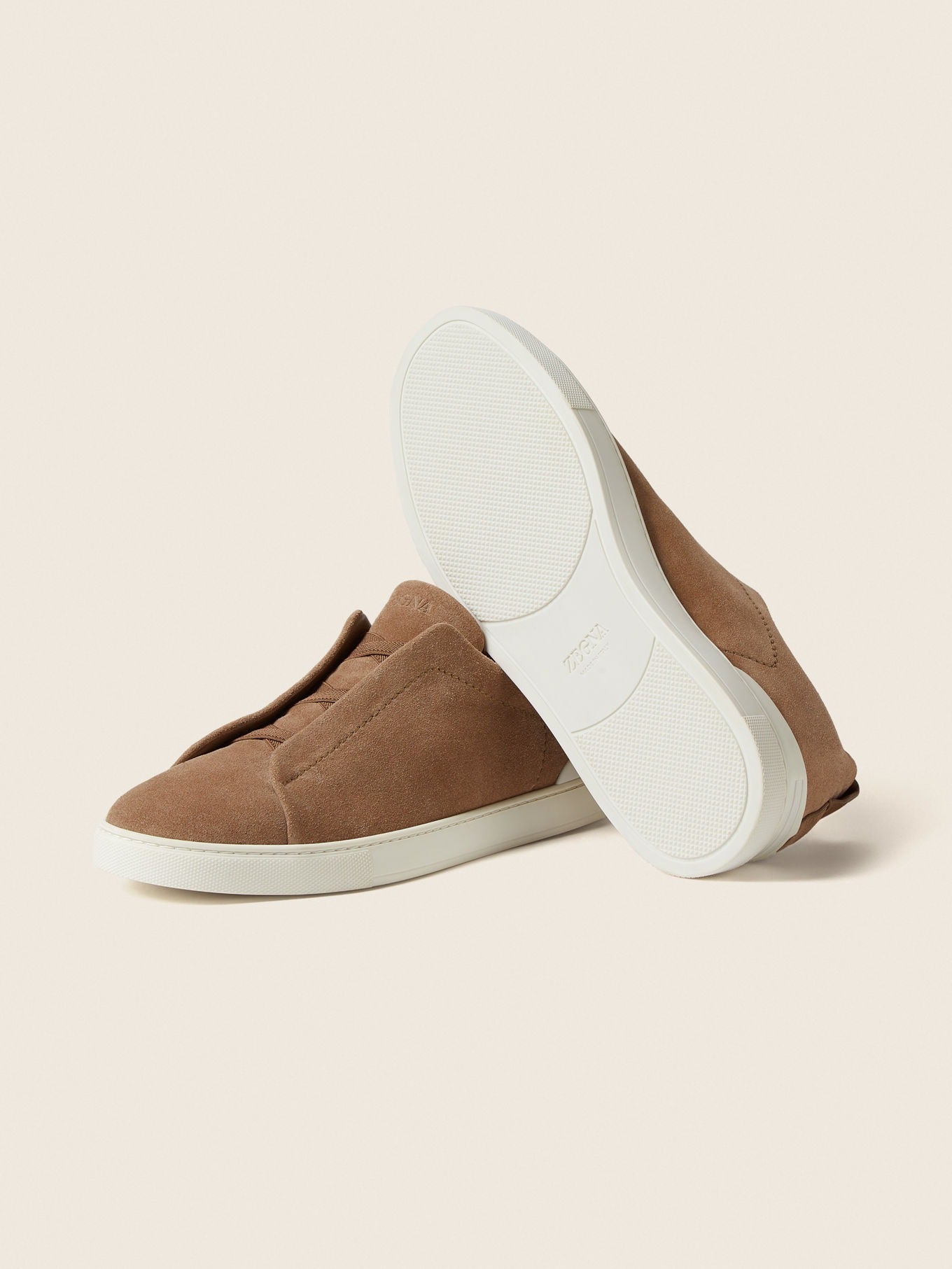Triple Stitch Suede Slip-On Sneakers – Dark Beige | Asterley Court