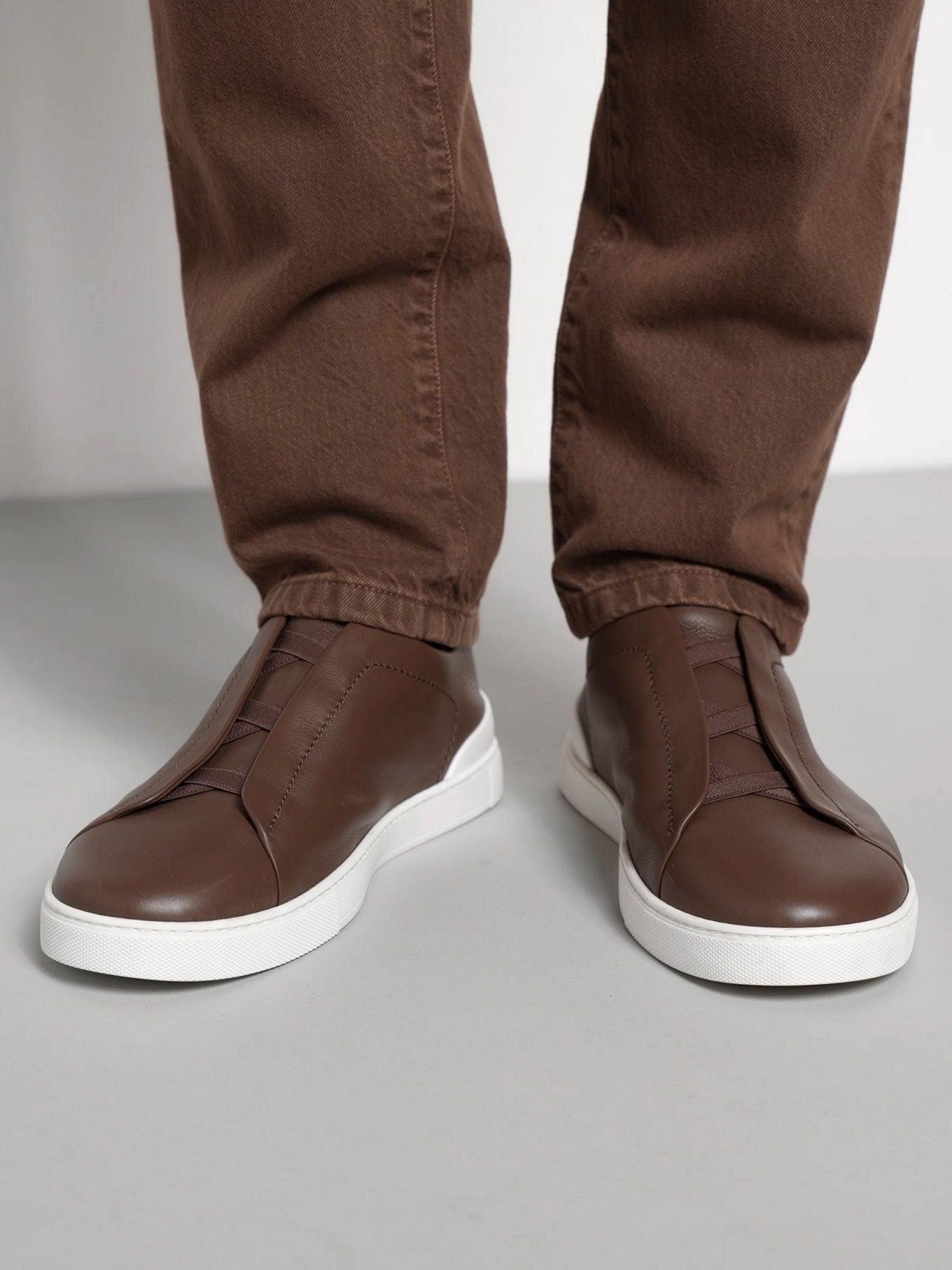 Triple Stitch SECONDSKIN Slip-On Sneakers – Brown | Asterley Court