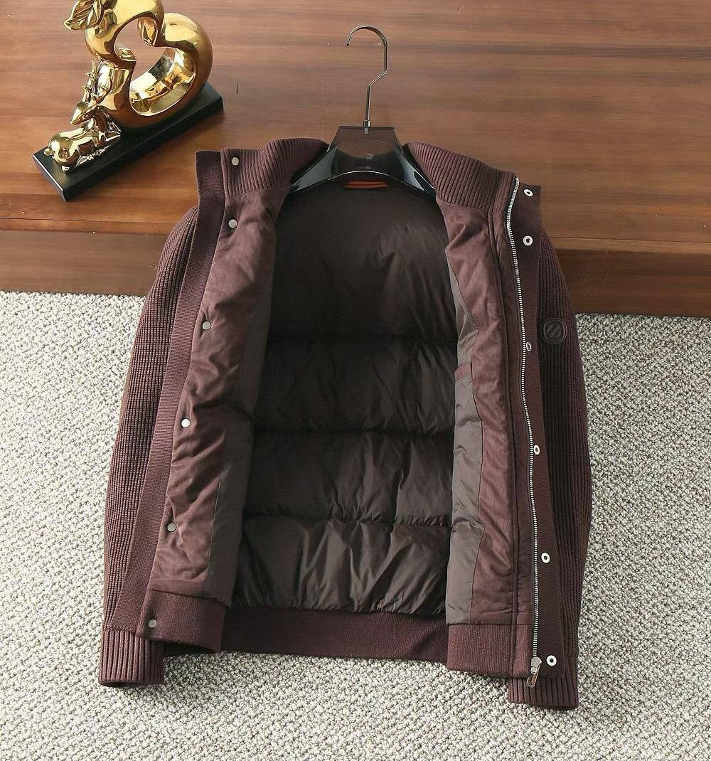 Quilted Knit Bomber Jacket – Espresso