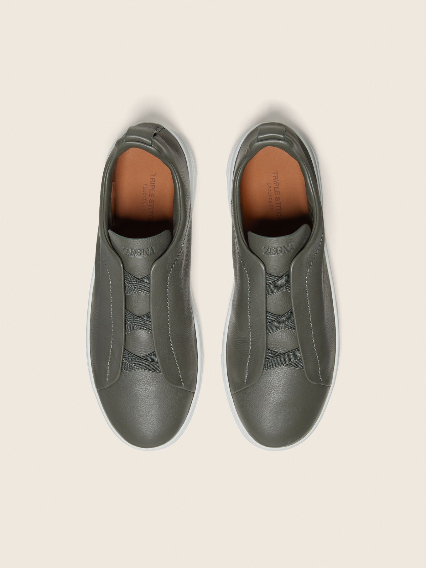 Triple Stitch SECONDSKIN Slip-On Sneakers – Olive Green | Asterley Court