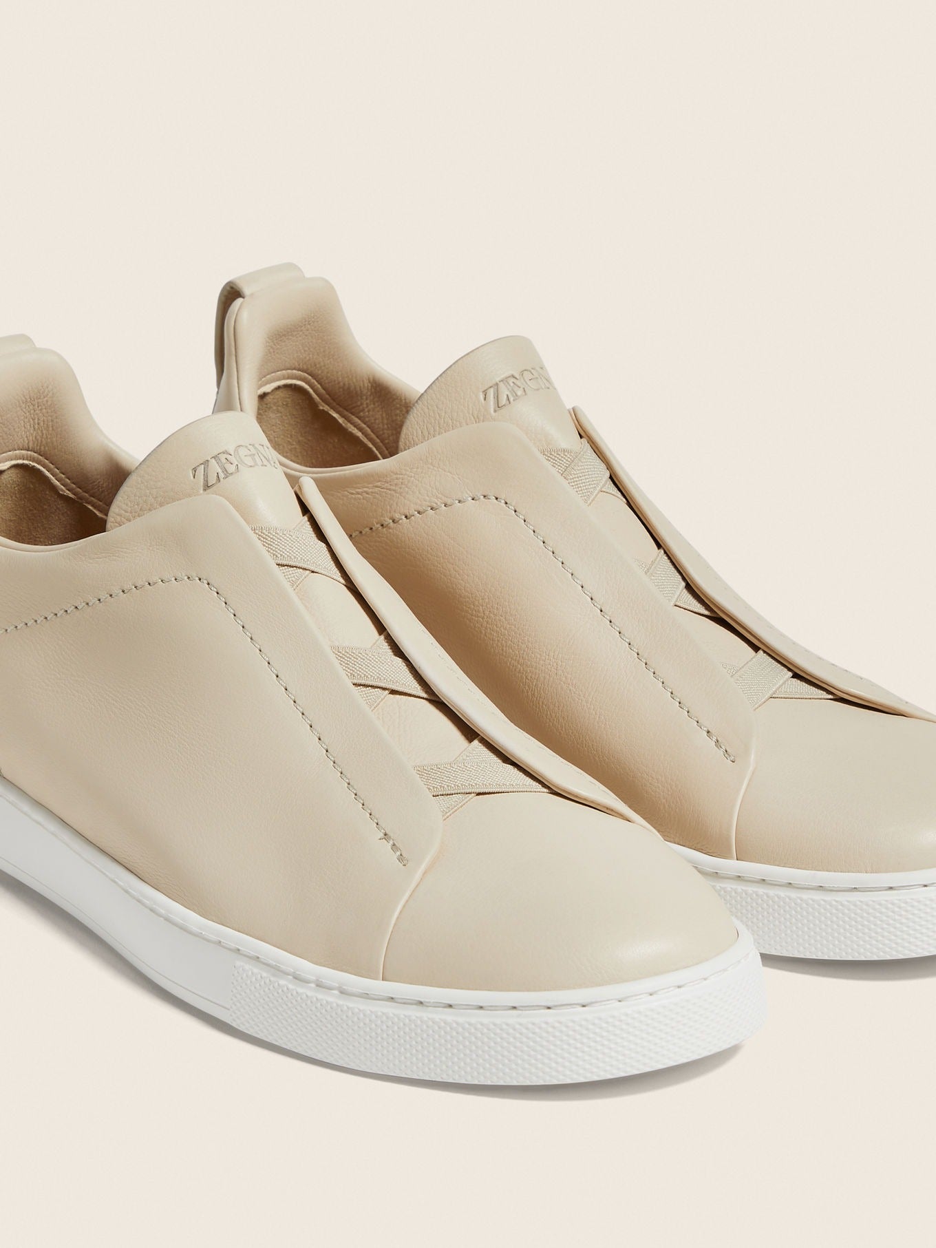 Triple Stitch SECONDSKIN Slip-On Sneakers – Light Beige | Asterley Court