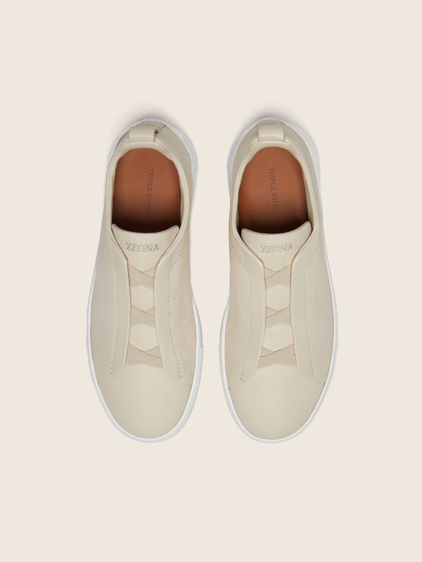 Triple Stitch SECONDSKIN Slip-On Sneakers – Light Beige | Asterley Court