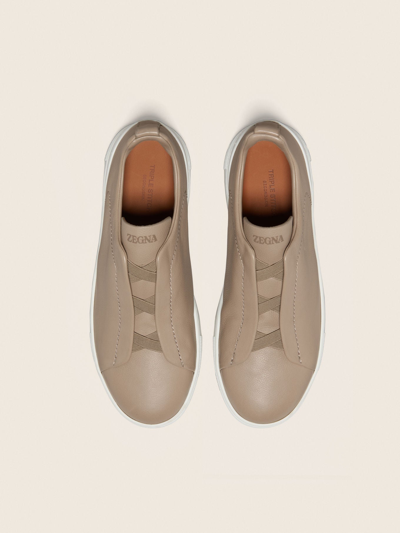 Triple Stitch SECONDSKIN Slip-On Sneakers – Light Taupe | Asterley Court