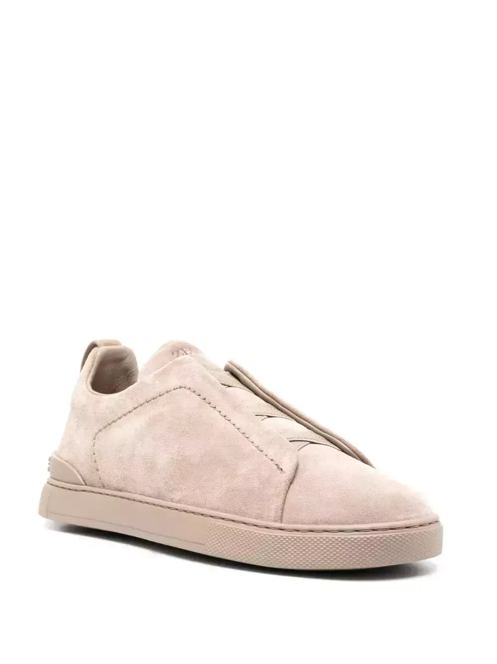 Triple Stitch Leather Sneakers – Beige | Asterley Court