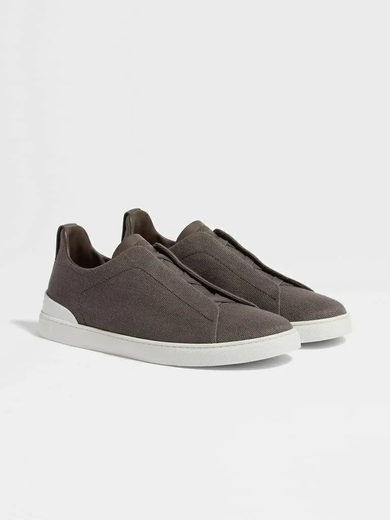 Triple Stitch Canvas Sneakers – Brown | Asterley Court