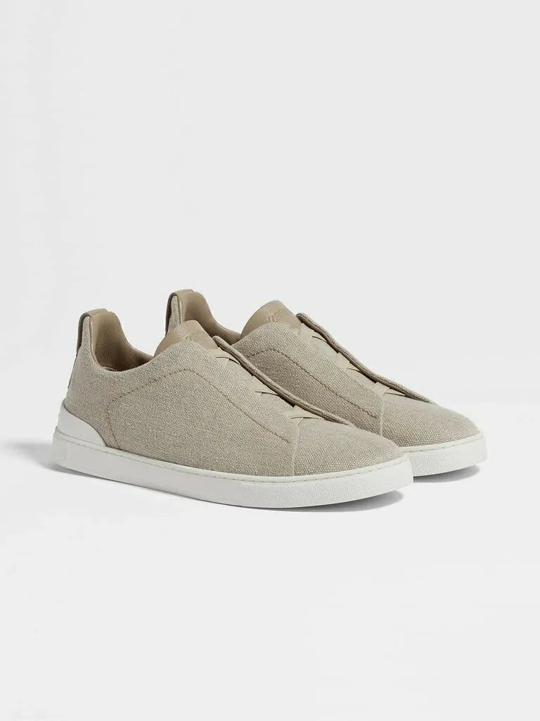 Triple Stitch Canvas Sneakers – Sand | Asterley Court