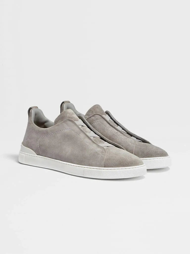 Triple Stitch Suede Sneakers – Grey | Asterley Court